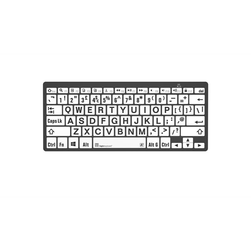Logickeyboard LargePrint Black on White - PC Bluetooth Mini Keyboard