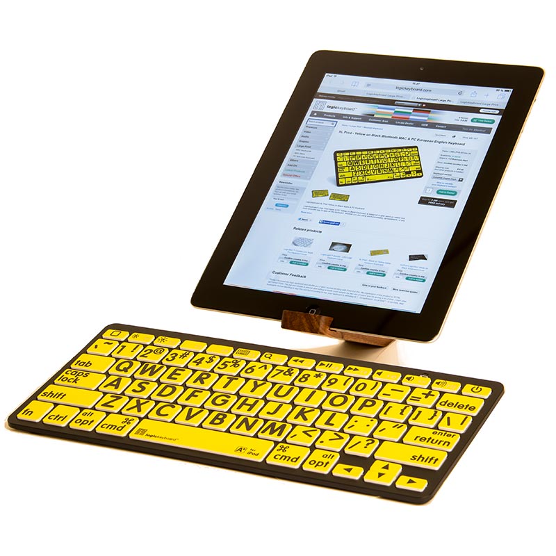 Logickeyboard XL Print - Black on Yellow Bluetooth Mini Keyboard