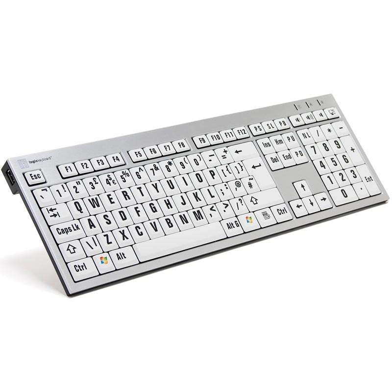 Logickeyboard XL Print PC Slim Line Black on White Keyboard