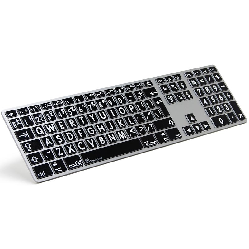 Logickeyboard XL Print Apple Advance White on Black Keyboard
