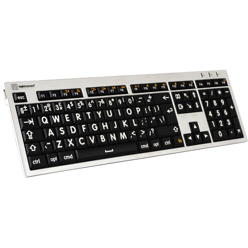 Logickeyboard XL Print - White on Black Mac Alba