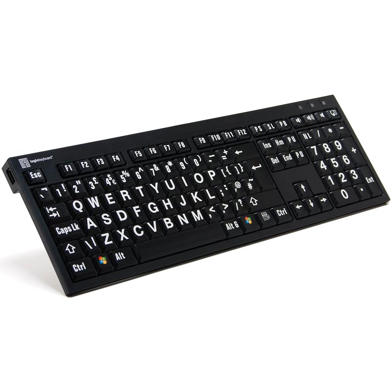 Logickeyboard XL Print NERO PC Slim Line White on Black Keyboard