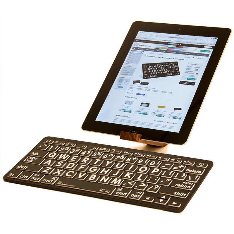 Logickeyboard XL Print - White on Black Bluetooth Mini Keyboard