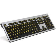 Logickeyboard XL Print PC Slim Line Yellow on Black Keyboard